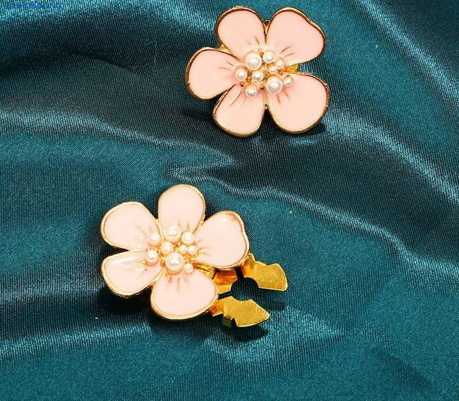 Cute Peach Blossom Clip Over Button for Women DIY Shirt