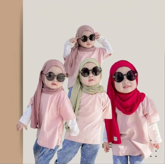 Jersey Button Instant Shawl for children 2-7years