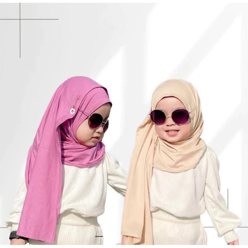 Jersey Button Instant Shawl for children 2-7years