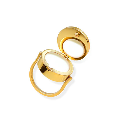 Black Onyx Lip Balm Ring in 14K Gold